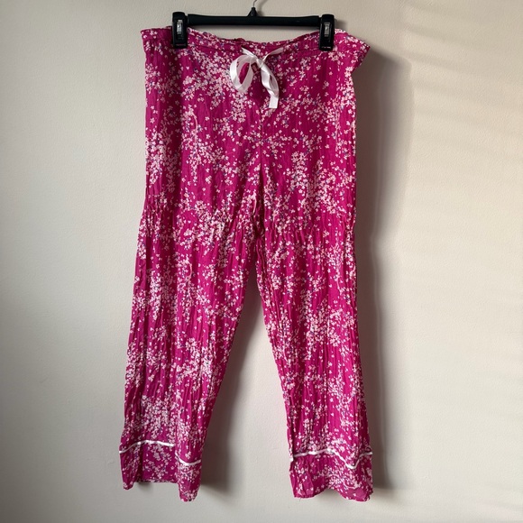 Anthropologie Papinelle Cheri Blossom Full Length Pajama Set Size L Silk Blend - Picture 8 of 16